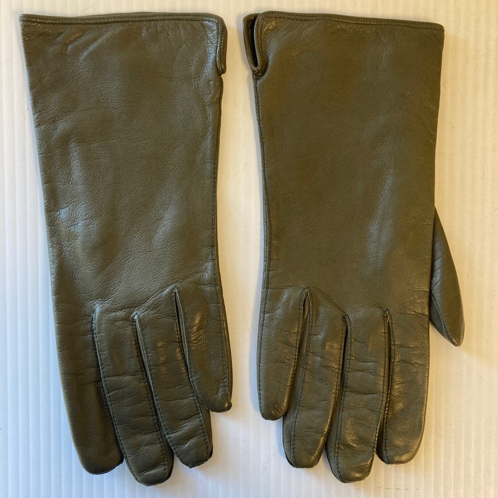 Hunter Green Faux Leather Coach Gloves E4-61
